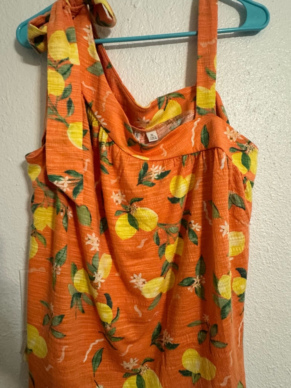 Cato Orange Lemon-Print Tie-Strap Camisole